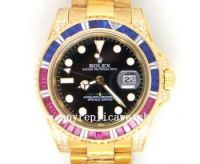 Rolex GMT Master 2 Rainbow Diamond Bezel All Gold Replica Watch